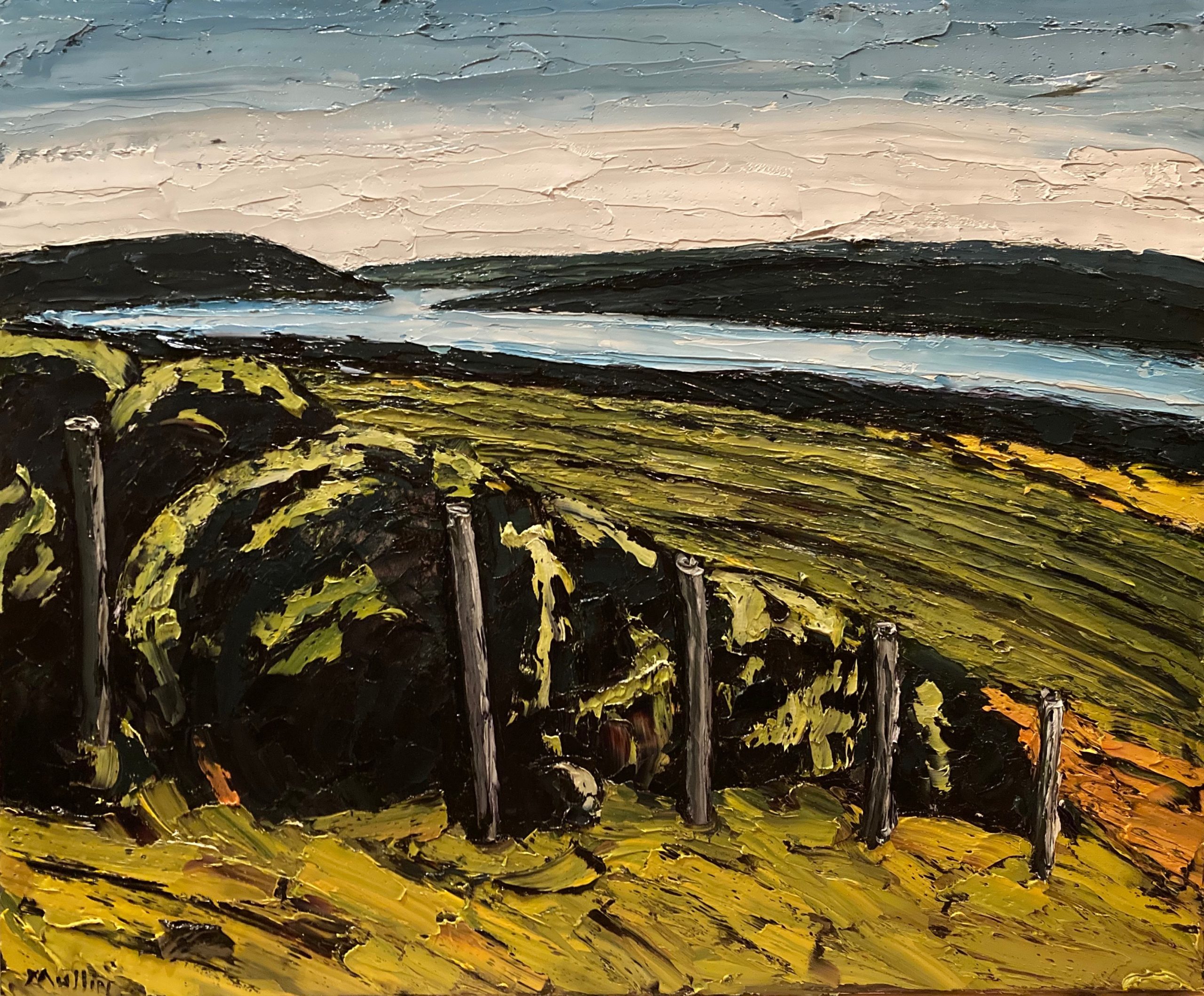 Vineyards on Keuka Lake. Oil on canvas, 30" x 34".